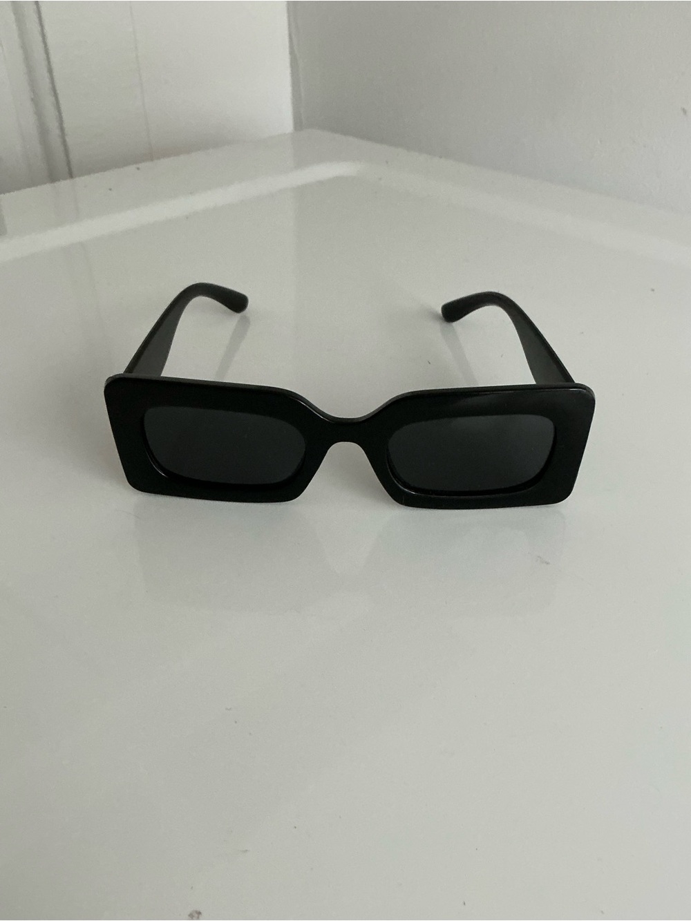 Black Rectangular Slim Frame Sunglasses